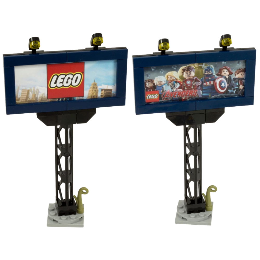 LEGO Billboard Advertisement Sign with 7 Inserts Custom Kit