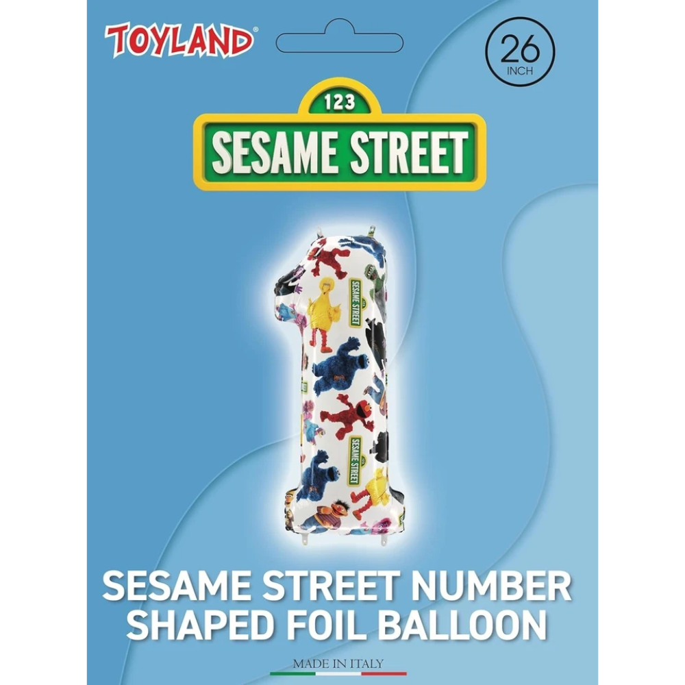 Toyland Sesame Street Number 1 Foil Balloon 66cm 26 Inch Kids Birthday Party Decoration Air Helium