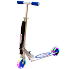 Kids Foldable Kick Scooter Blue Led Wheels Adjustable Handlebar with Carry Strap Outdoor Toy