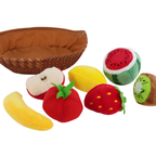 Fabric Fruit Basket Toy Set 8 Pcs Plush Pretend Play Food for Kids & Toddlers