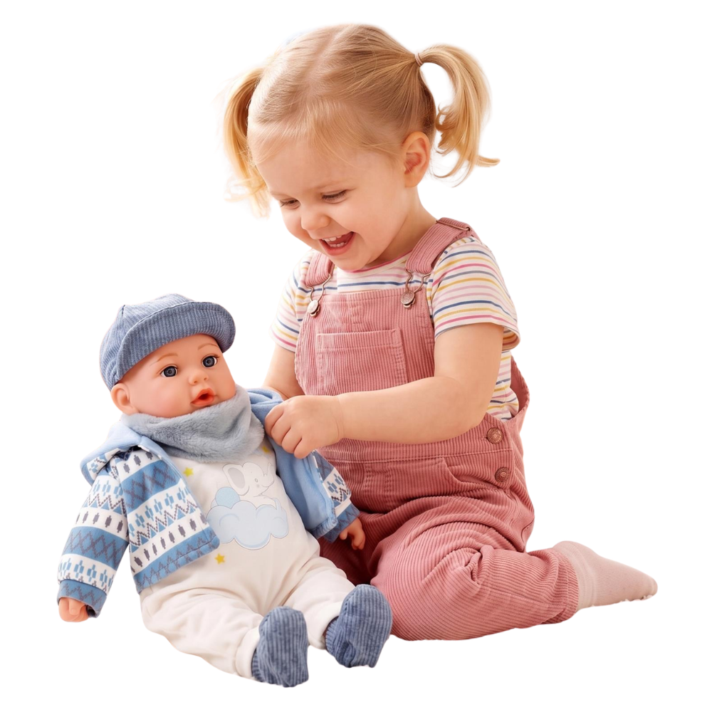 16" Baby Dolls Felix & Louise Soft Body with 16 Sounds Blue Coat & Dummy