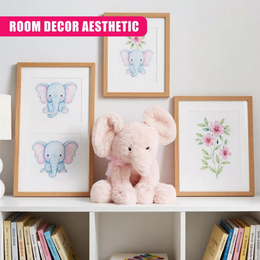 Pink Plush Elephant Teddy Bear 11-Inch Super Soft Cuddly Baby Toy Gift with Ribbon for Kids