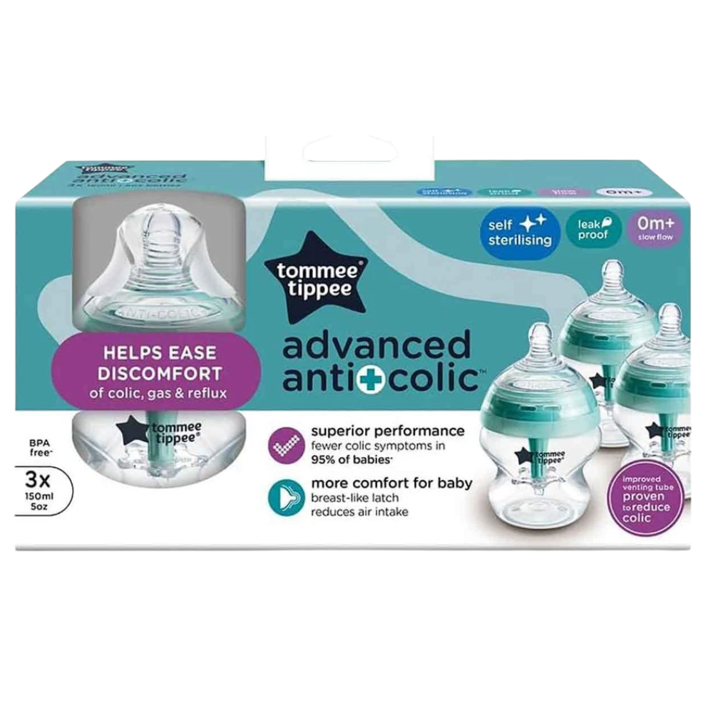 Tommee Tippee Advanced Anti-Colic Baby Bottles 150ml Slow Flow Pack of 3
