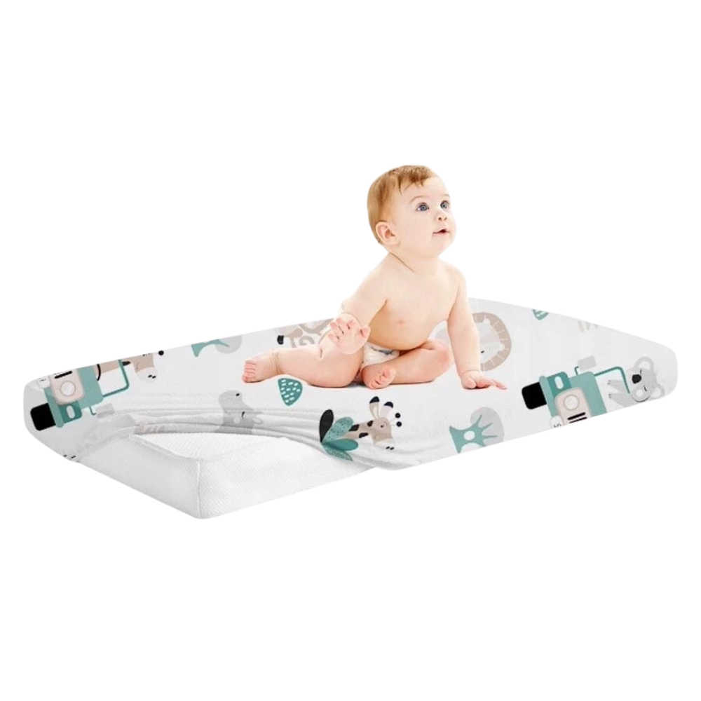 Baby Cot Fitted Sheet 100% Cotton On Safari Design 120 × 60 cm OEKO-TEX