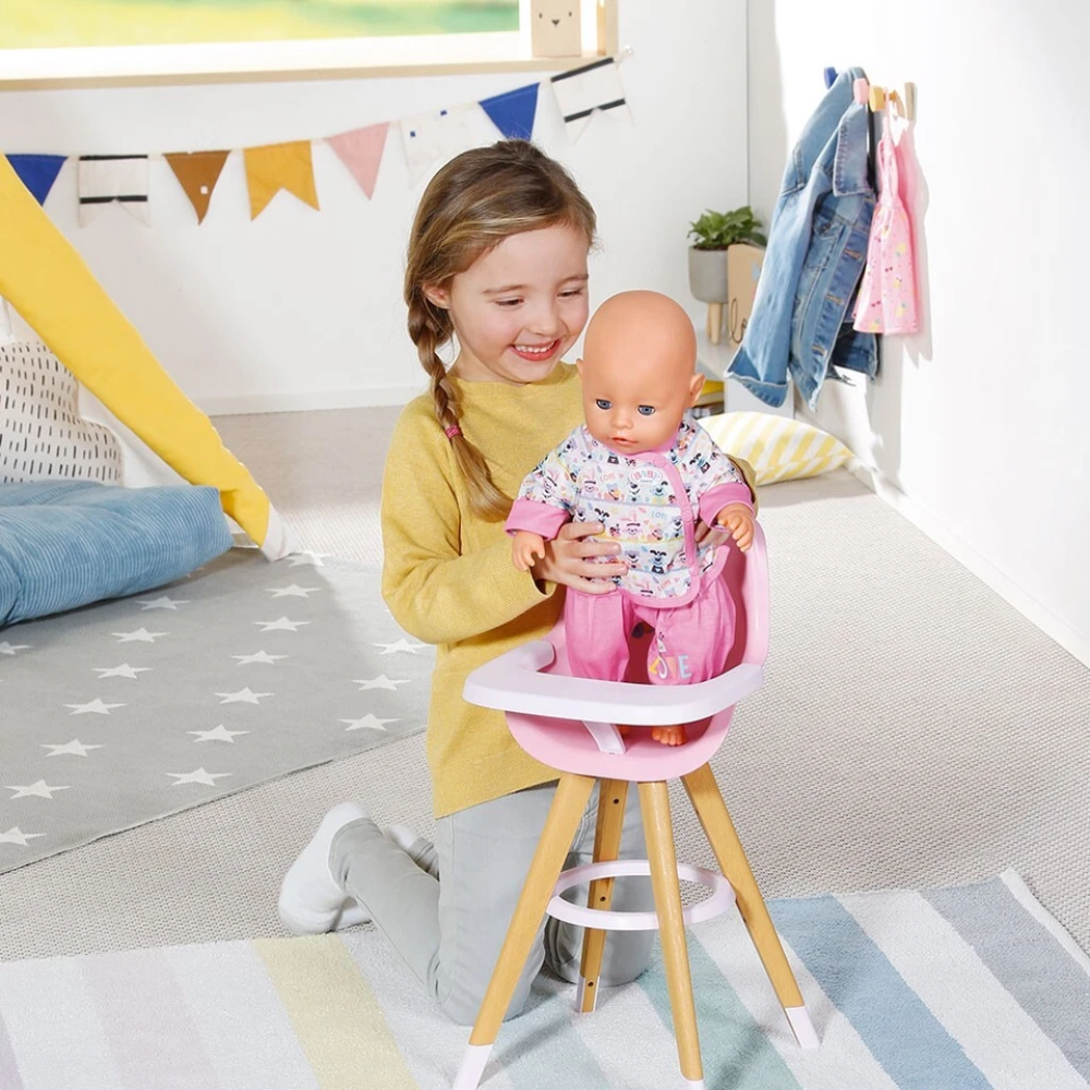BABY born Highchair Doll Accessory, Pink Feeding Chair with Tray for Dolls up to 43cm