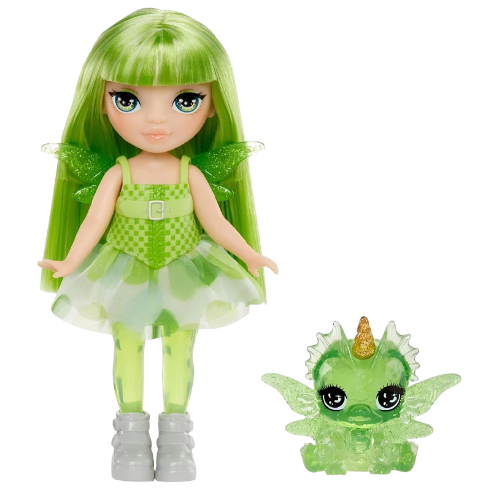 Rainbow High Littles Emerald Hunter Fantasy Fairy Doll with Green Hair, Dragon Pet and Wings
