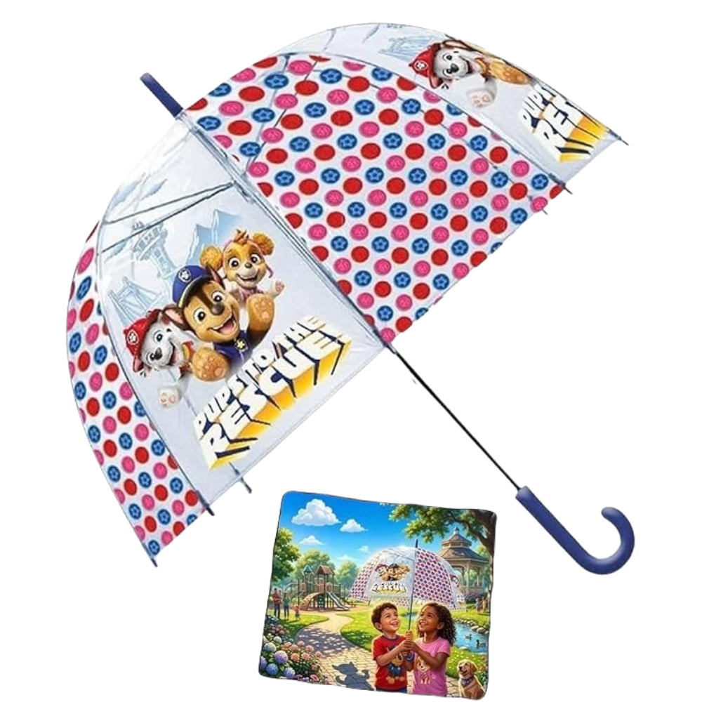 Kids Character Dome Umbrella 70cm Windproof Bubble Brolly