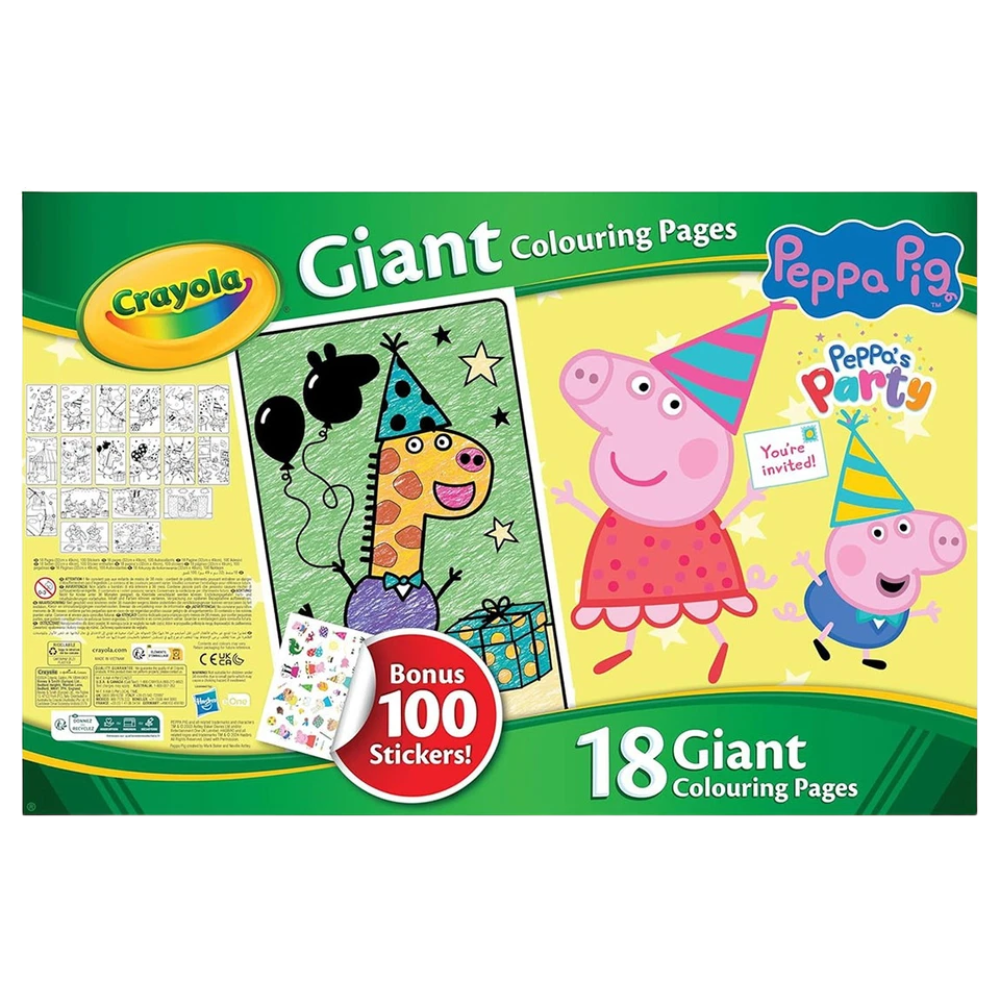 Crayola Peppa Pig Giant Colouring Pages & 100 Stickers Set Ages 3+