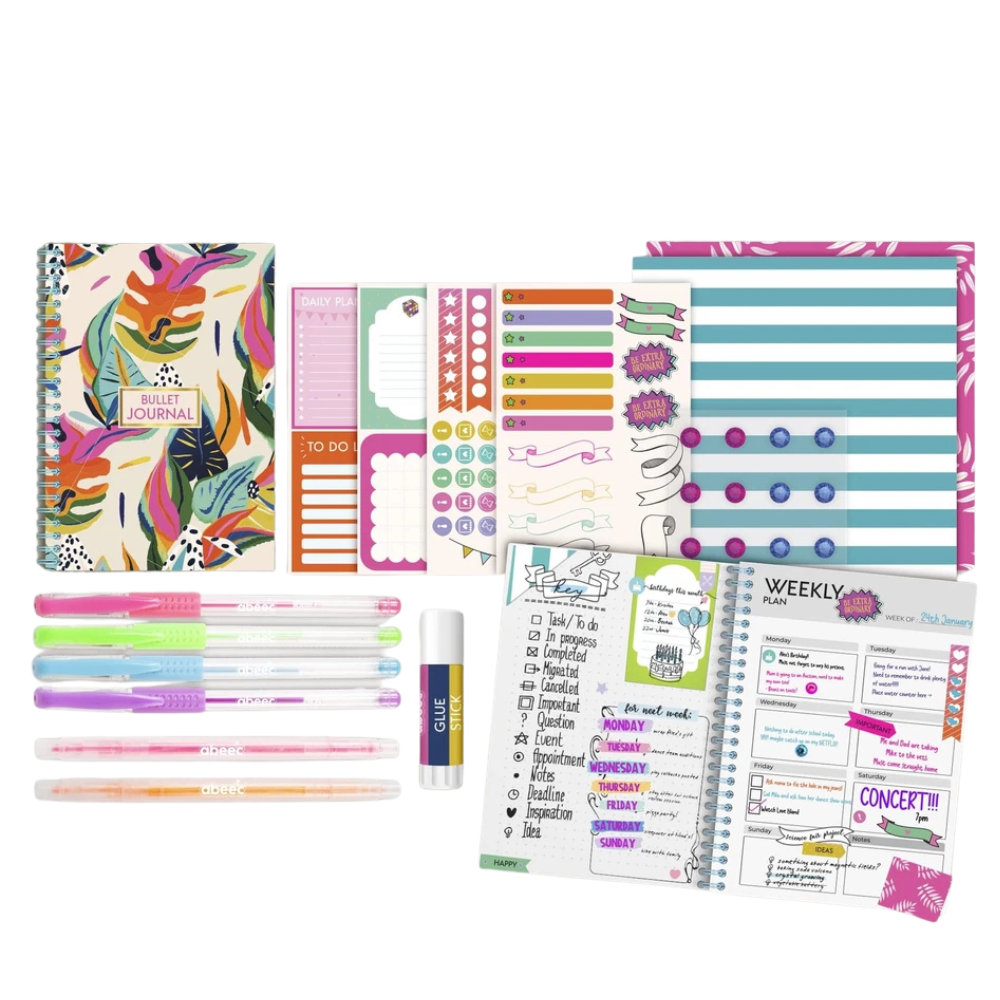 Abeec Bullet Journal Stationery Set Creative Journaling Kit for Girls Ages 6+ Gift Box