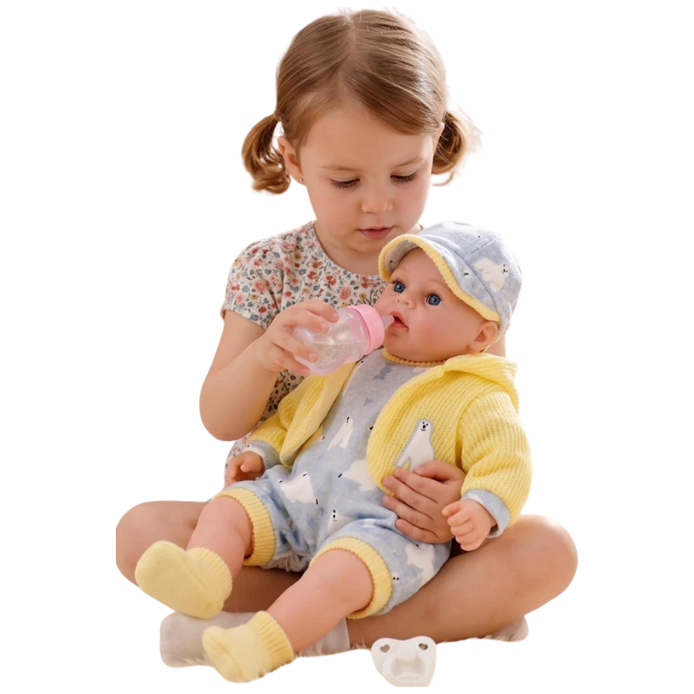 Bibi Doll Sunny 18" Baby Boy Soft Body Lifelike Toy Yellow Clothes Sounds Dummy 18m+ Toy