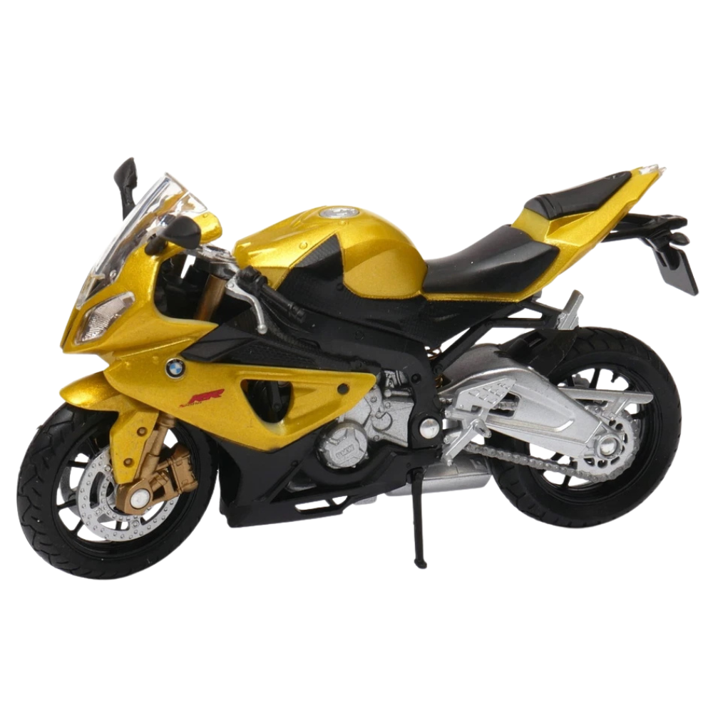 Welly BMW S 1000 RR Yellow Sports Motorcycle Diecast Model Bike 1:18 Scale German Motorbike Toy