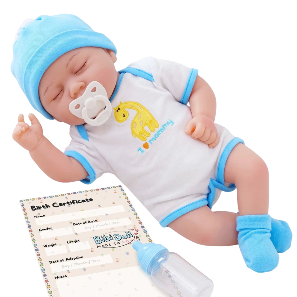 17 Inch Realistic Reborn Baby Doll Handmade Sleeping Open Eyes with Dummy Bottle for Kids