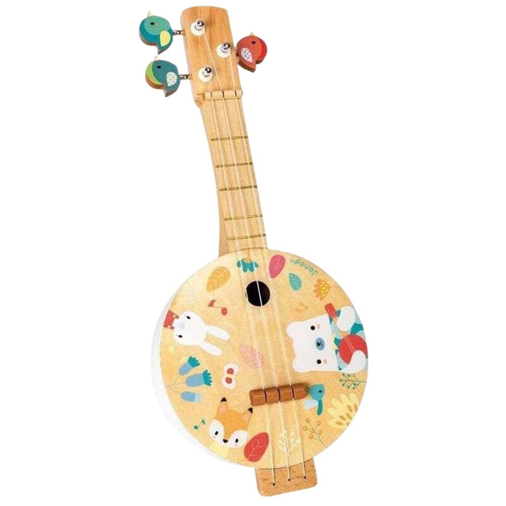 Janod Pure Wooden Banjo Musical Toy for Kids Educational Activity Instrument 36m+ New