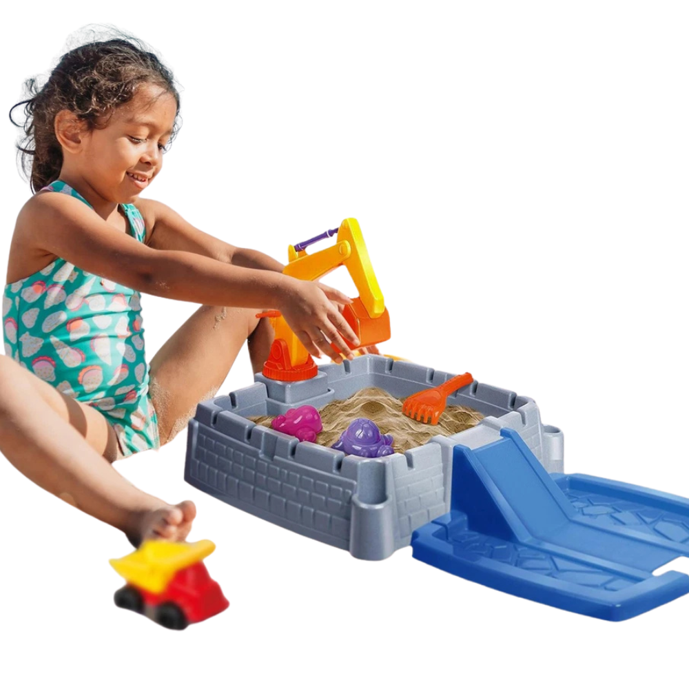 2-in-1 Kids Sand & Water Table Outdoor Garden Play Set with Truck & Crane
