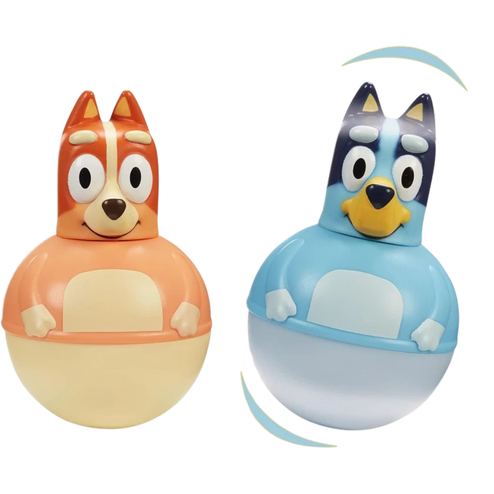 Bluey Weebles Set of 2 Bluey & Bingo Toy Figures Wobble Spinning Kids 18M+ New