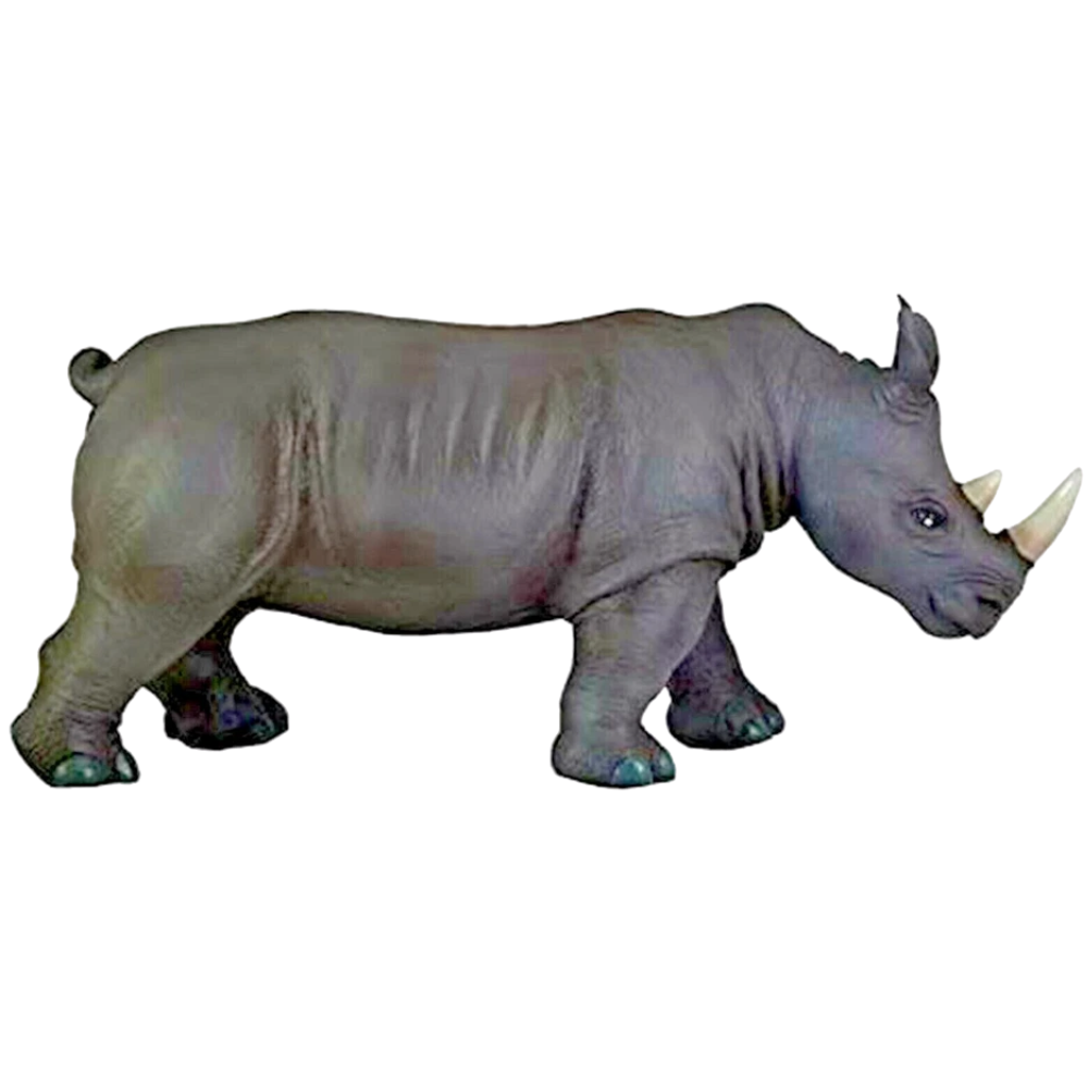 Soft Rubber Rhino Toy, Realistic Rhinoceros Animal Figure Gift for Kids and Home Display
