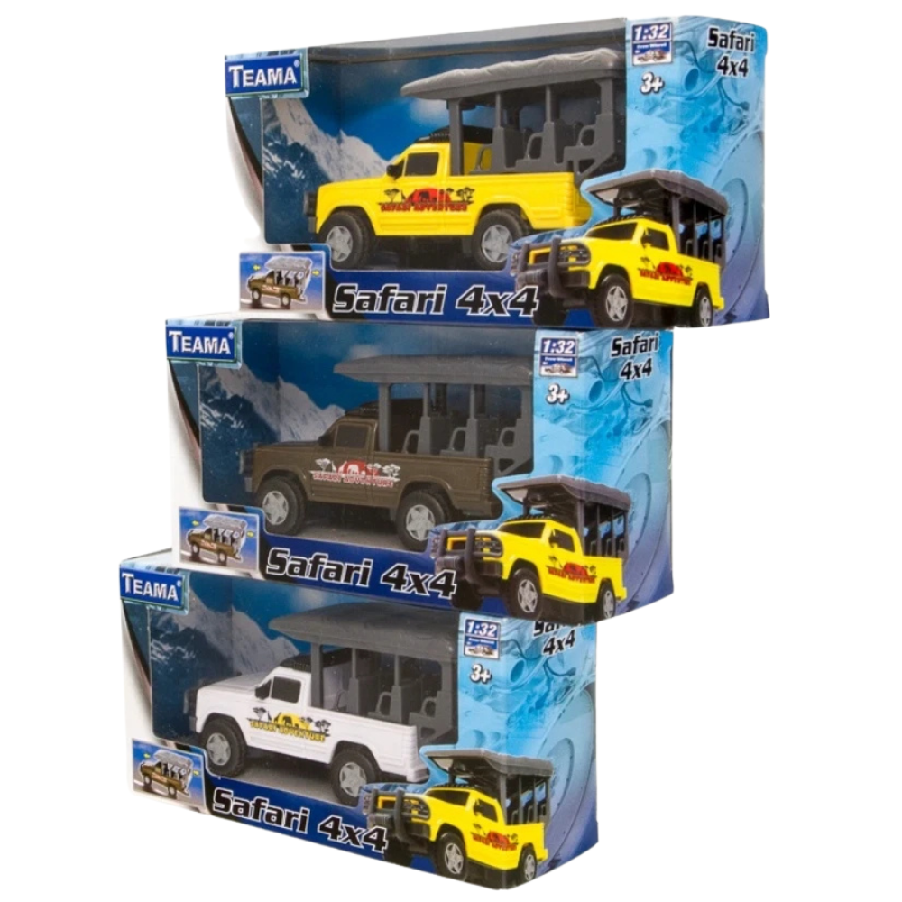 Teama Toys Safari 4x4 Off-Road Car 1:32 Scale Diecast Model Toy – Yellow or White