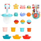 Baby Bath Toy Set 24pcs with Fishing Net and Floating Sea Animals for Fun Water Play