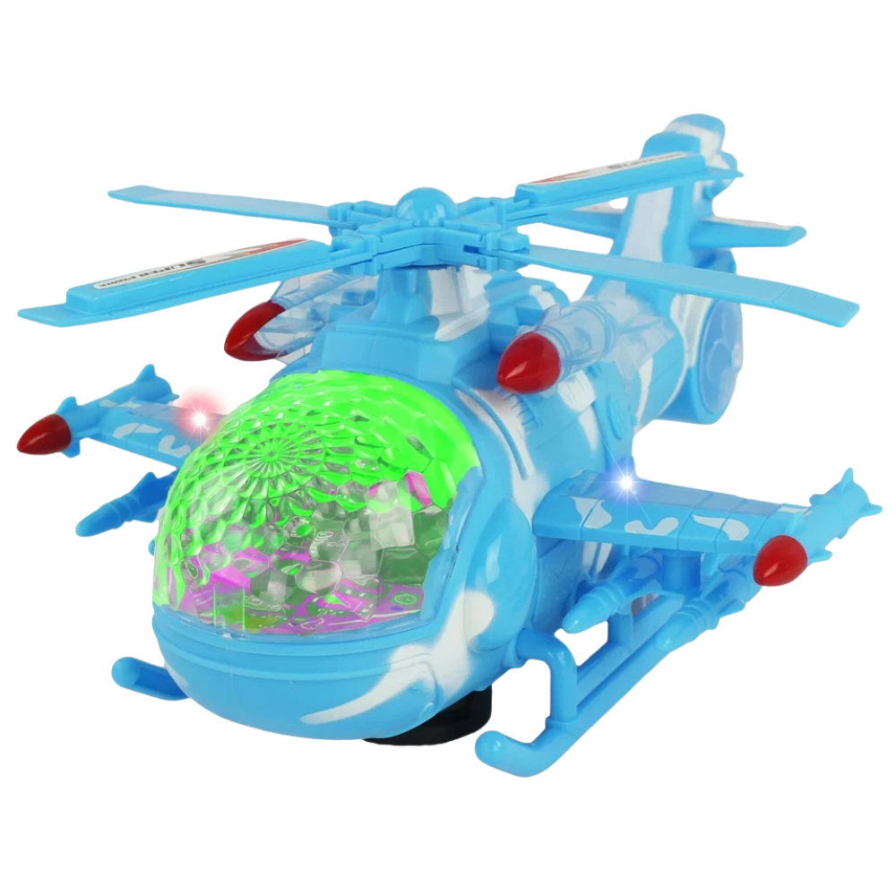 Bump &amp; Go Battery Operated Helicopter Toy with Flashing Lights and Sounds for Kids Age 3+
