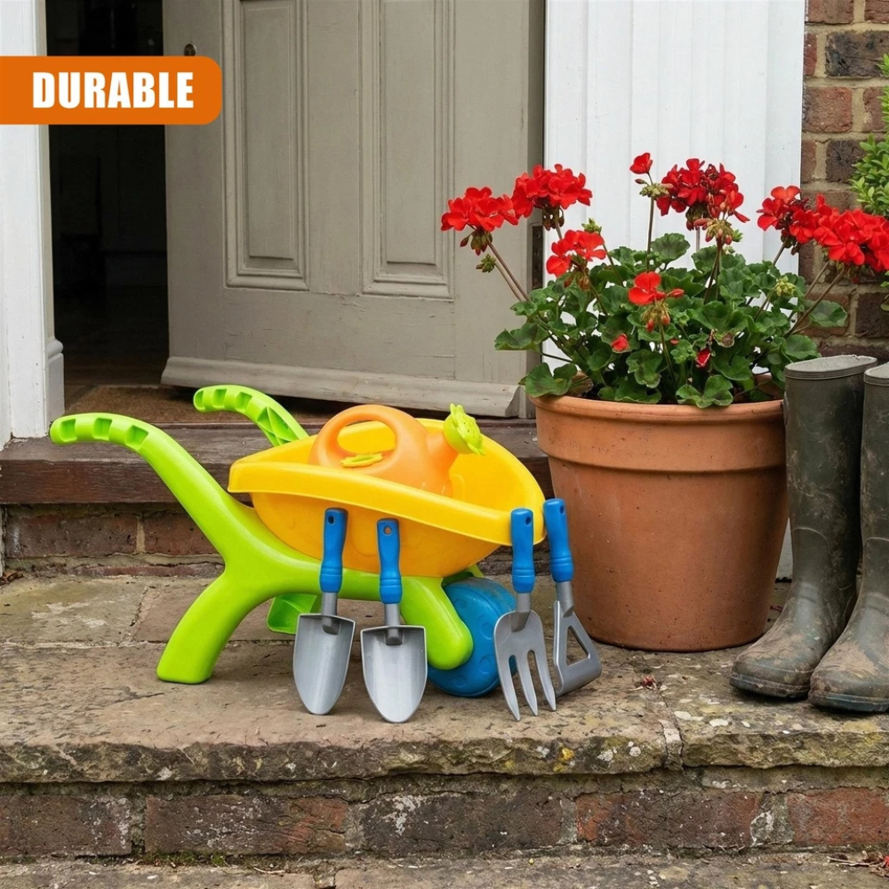 Kids Garden Tool Set with Wheelbarrow 14pc Toy Watering Can Spade Outdoor Beach Fun