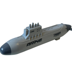 LeanToys Military Submarine Toy Light Grey Plastic Model Friction Pull-Back Action 28 cm