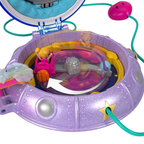 Polly Pocket Double Play Space Compact 2 Micro Dolls 15 Accessories Kids Travel Playset