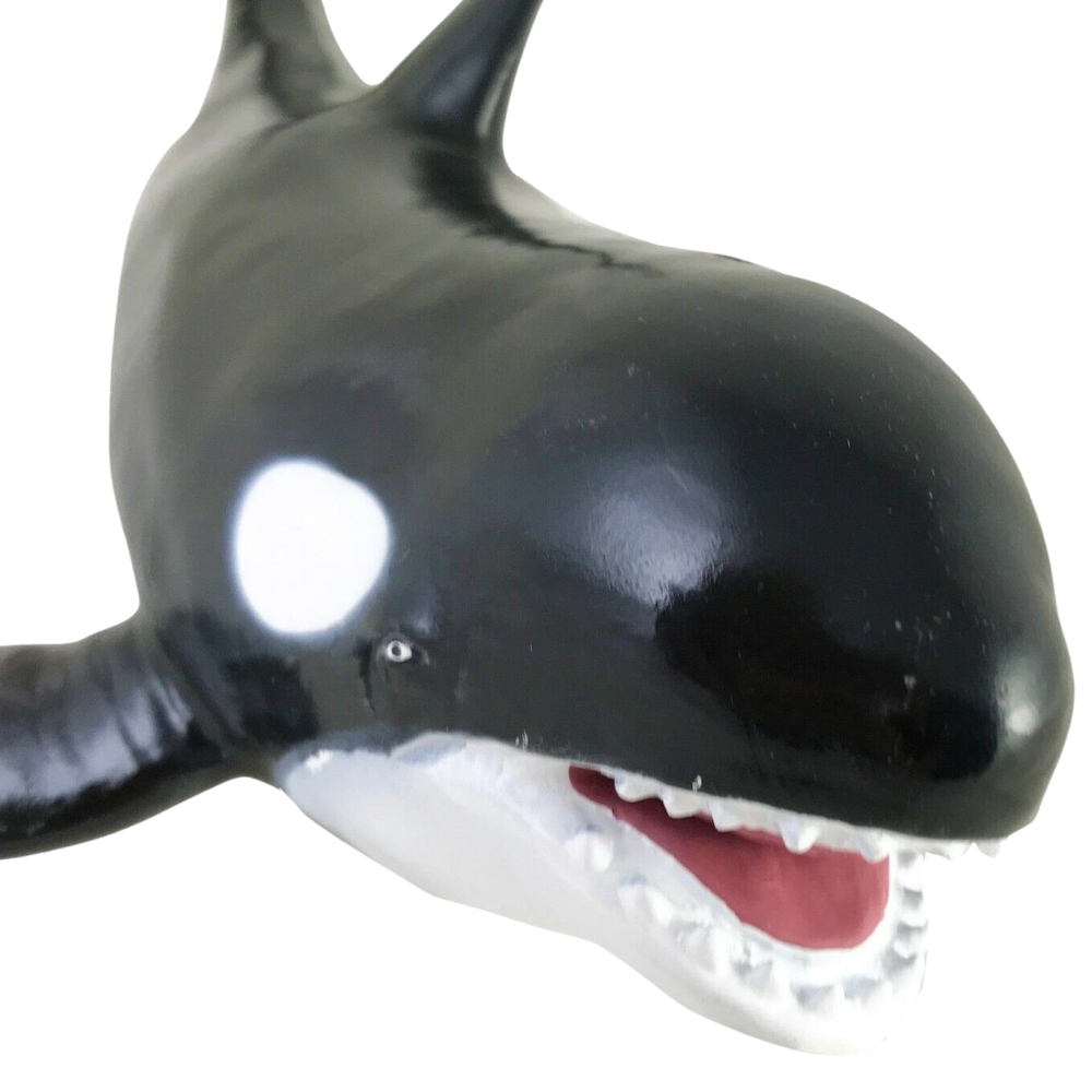 Soft Orca Whale Toy, Black Killer Whale Rubber Figure, Realistic Ocean Animal Gift for Kids 3+