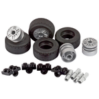 Lego Large Silver Tyre Pack of 4 3cm Thick Wheels Chrome Hubs Set for Trucks and 4x4 Vehicles