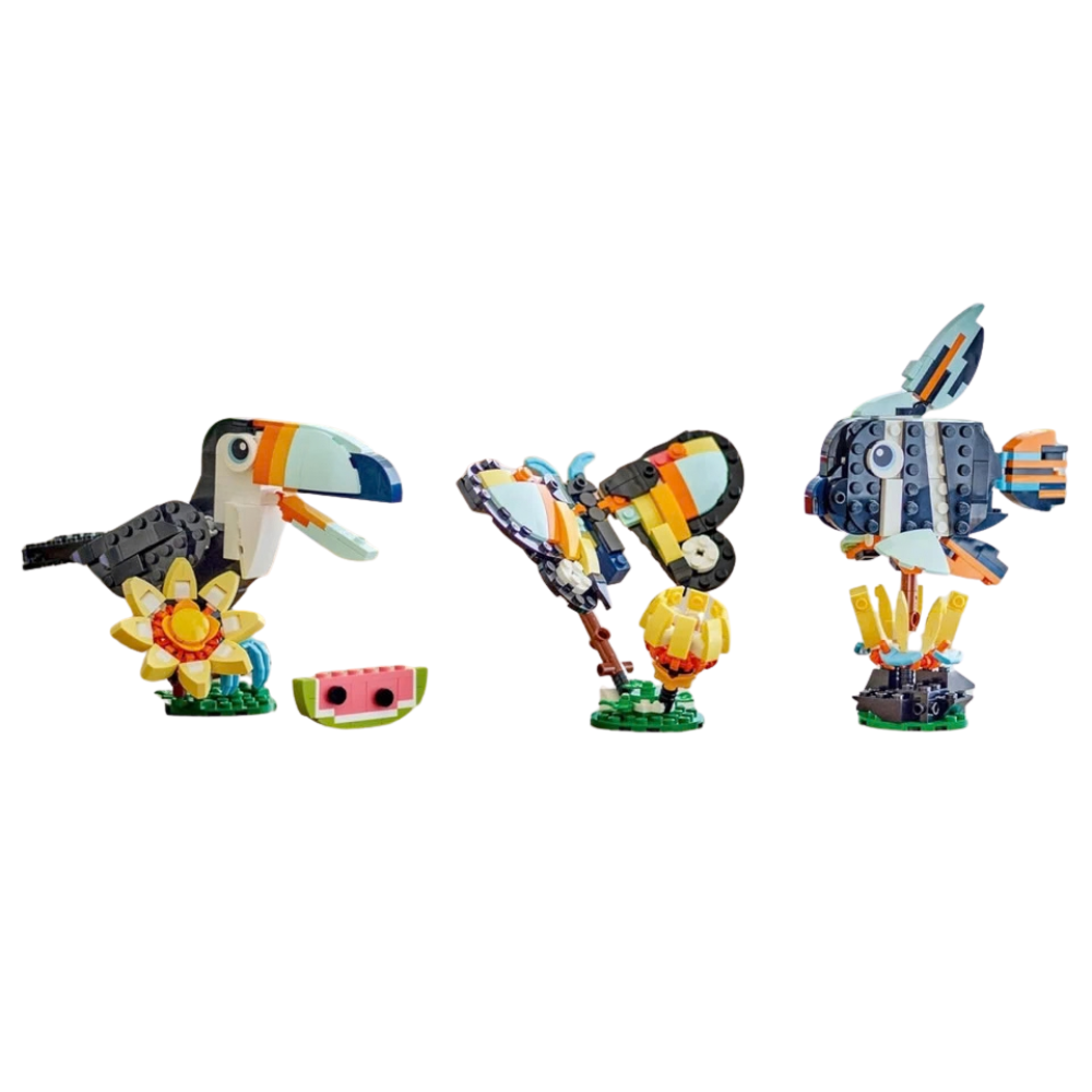 LEGO Creator Tropical Toucan 3-in-1 Animal Building Set Butterfly Fish Kids Gift
