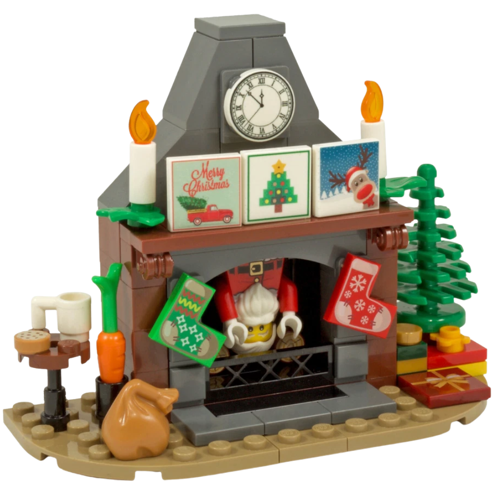 Santa's Fireplace Christmas LEGO Kit Santa Chimney MOC Custom Set 111 Pieces