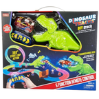 Glow in the Dark Dinosaur Slot Car Race Track Set 143 Piece T-Rex Smoking Stunt Kids Toy