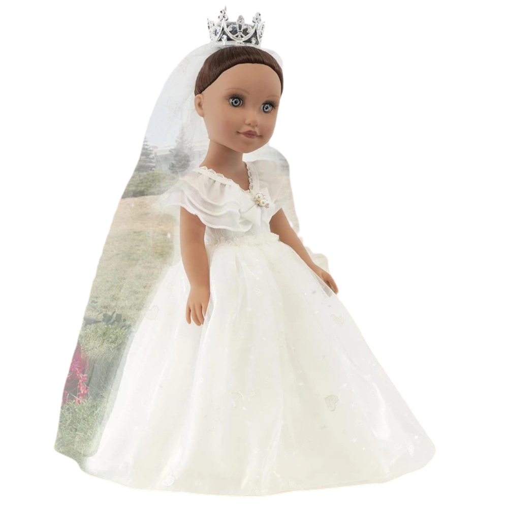 Fashion Baby Doll 18 Inch Bride Lily Wedding Gown Movable Long Hair Girls Toy Gift