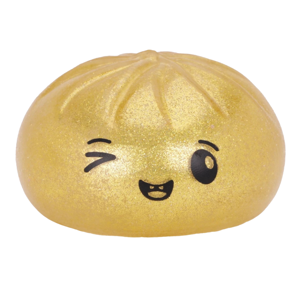 Toyland® Metallic Gold Squishy Bao Dumpling Fidget Toy with Reusable Steamer Box Ages 3+