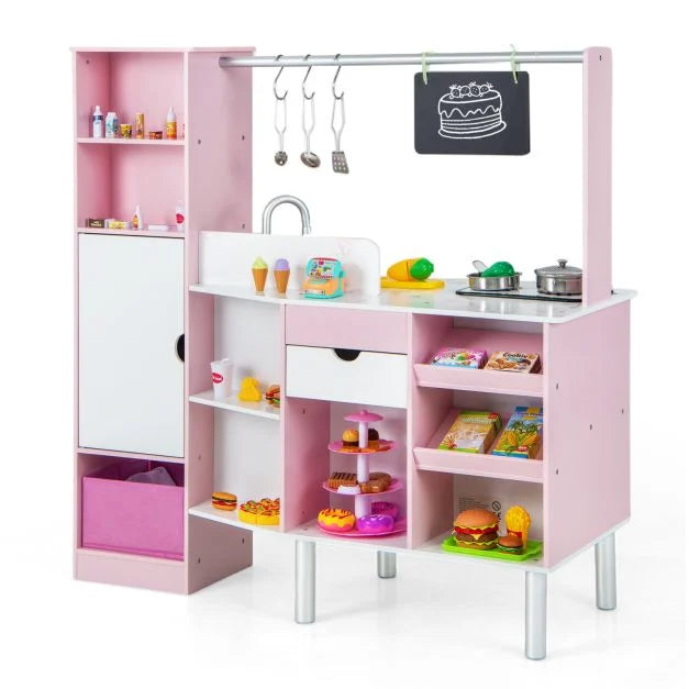 Children’s 2-in-1 Double-Sided Kitchen & Market Pretend Play Set
