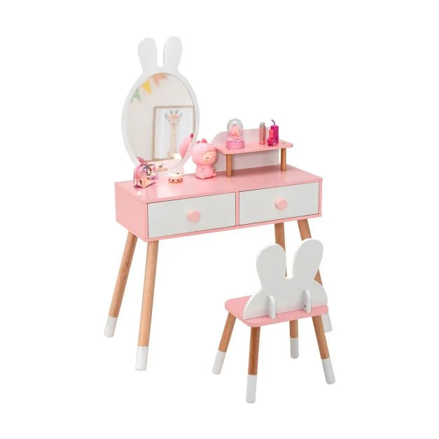 Kids Princess Vanity Table and Chair 2-in-1 – Fun & Functional Set