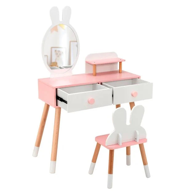 Kids Princess Vanity Table and Chair 2-in-1 – Fun & Functional Set