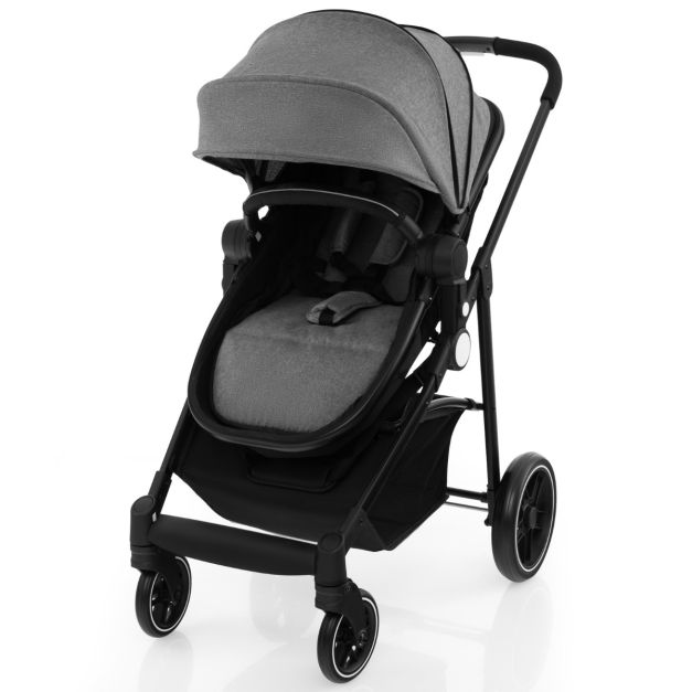 2-in-1 High Landscape Stroller with Reversible Seat, Adjustable Backrest & Canopy