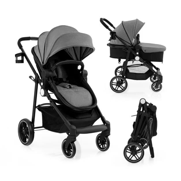 2-in-1 High Landscape Stroller with Reversible Seat, Adjustable Backrest & Canopy