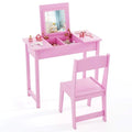 Kids 2-in-1 Vanity Table & Chair with Flip Mirror and Hidden Storage