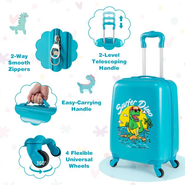 Kids 2-Piece Luggage Set with Spinner Wheels and Telescopic Handle