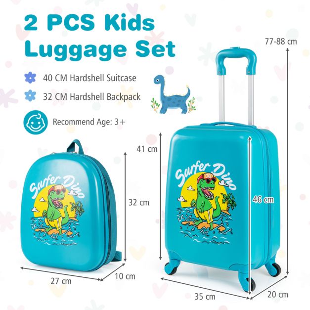 Kids 2-Piece Luggage Set with Spinner Wheels and Telescopic Handle