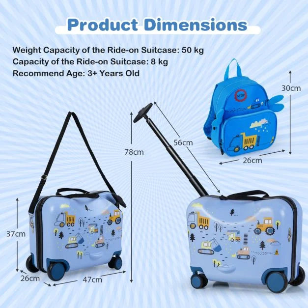 Children’s Luggage with Light-Up Spinner Wheels and Telescopic Handle