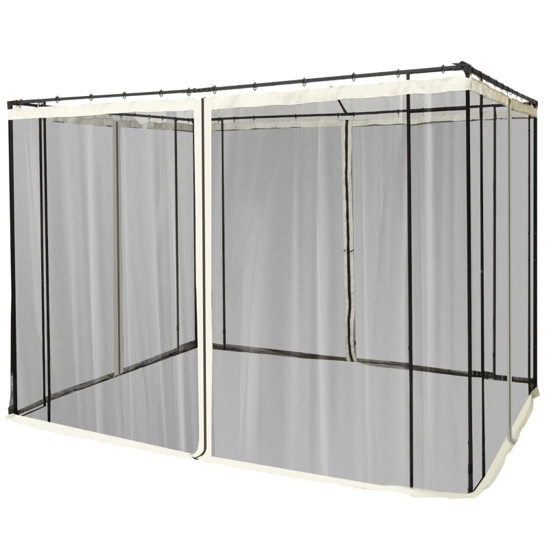 Beige Mesh Sidewall Netting Replacement for Patio Gazebo Canopy Tents, 302 x 207cm