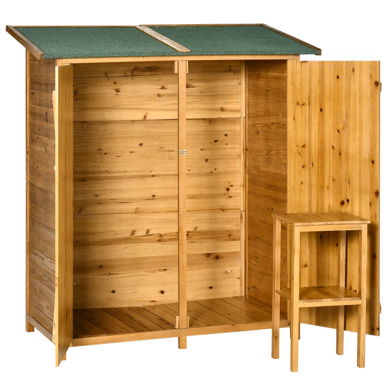 Natural Fir Wood Garden Shed with Asphalt Roof – Sturdy Outdoor Storage, 139 x 75 cm