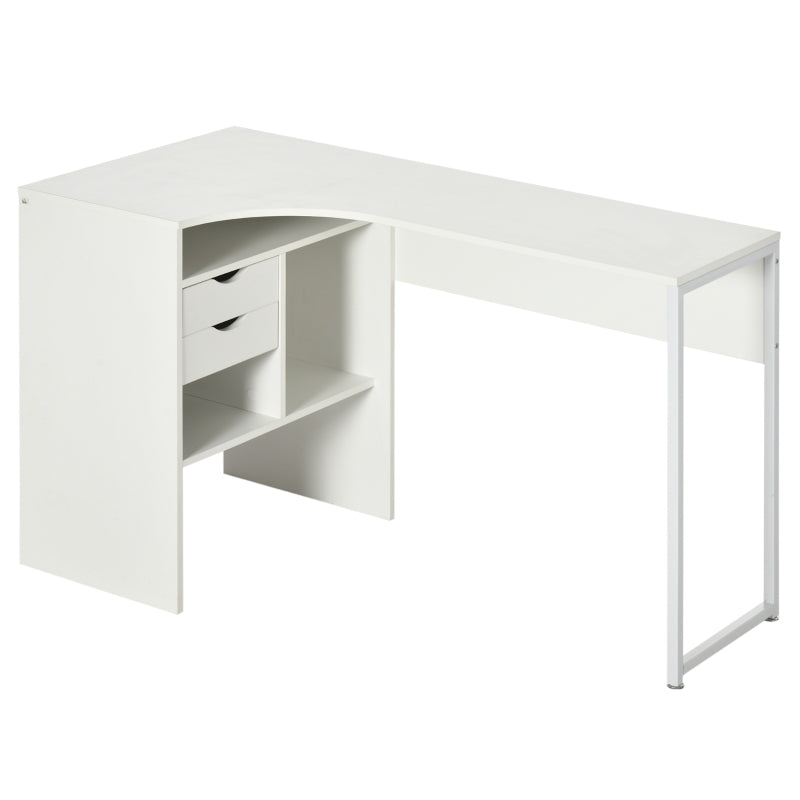 Corner Desk with Drawers & Storage Compartments – White, 120cm