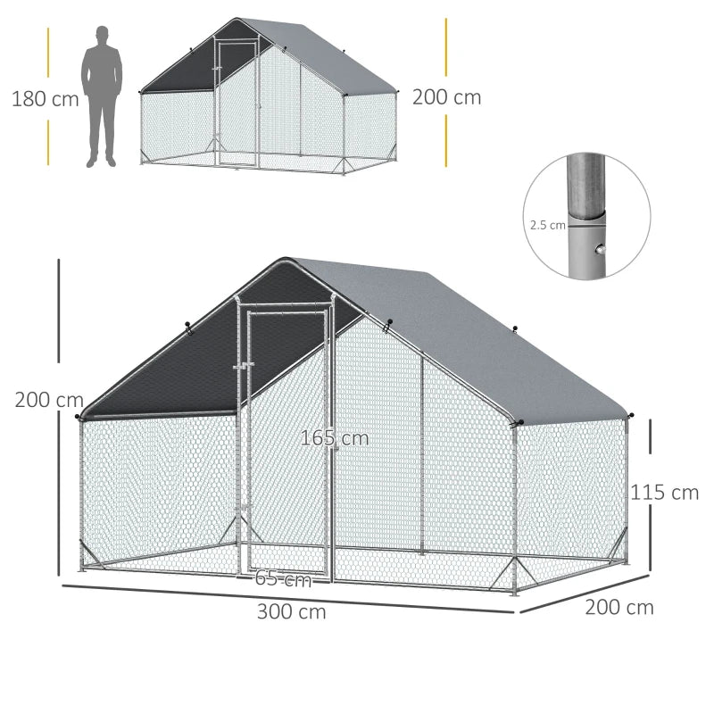 Chicken Coop Cage with Cover – 3m Galvanised Frame