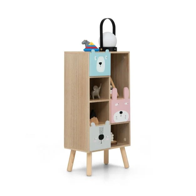 3-Drawer Kids Storage Cabinet with 4 Open Compartments for Toys