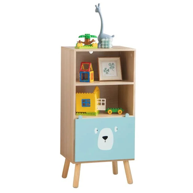 Wooden 3-Tier Kids Storage Shelf with Storage Drawer