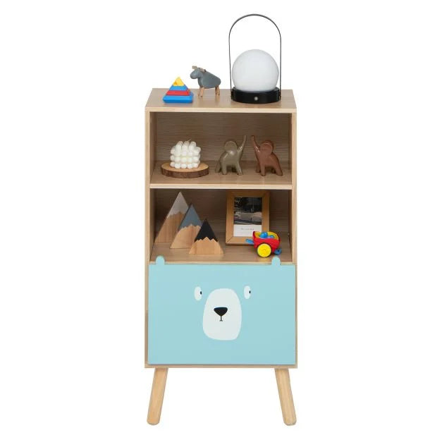 Wooden 3-Tier Kids Storage Shelf with Storage Drawer