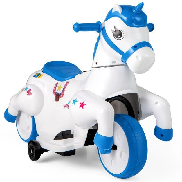 Kids 12V Unicorn Ride-On Vehicle with Training Wheels
